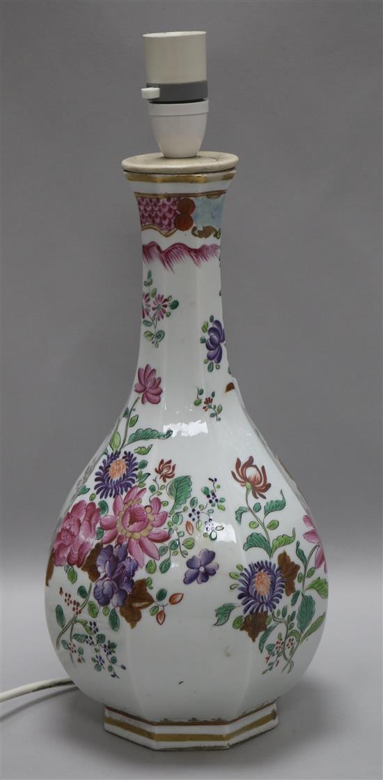 An armorial vase converted to a lamp H.33.5cm